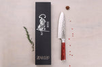 Couteau santoku Wusaki Pakka X50 alvéolé 17cm manche pakkawood
