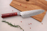 Couteau santoku Wusaki Pakka X50 alvéolé 17cm manche pakkawood