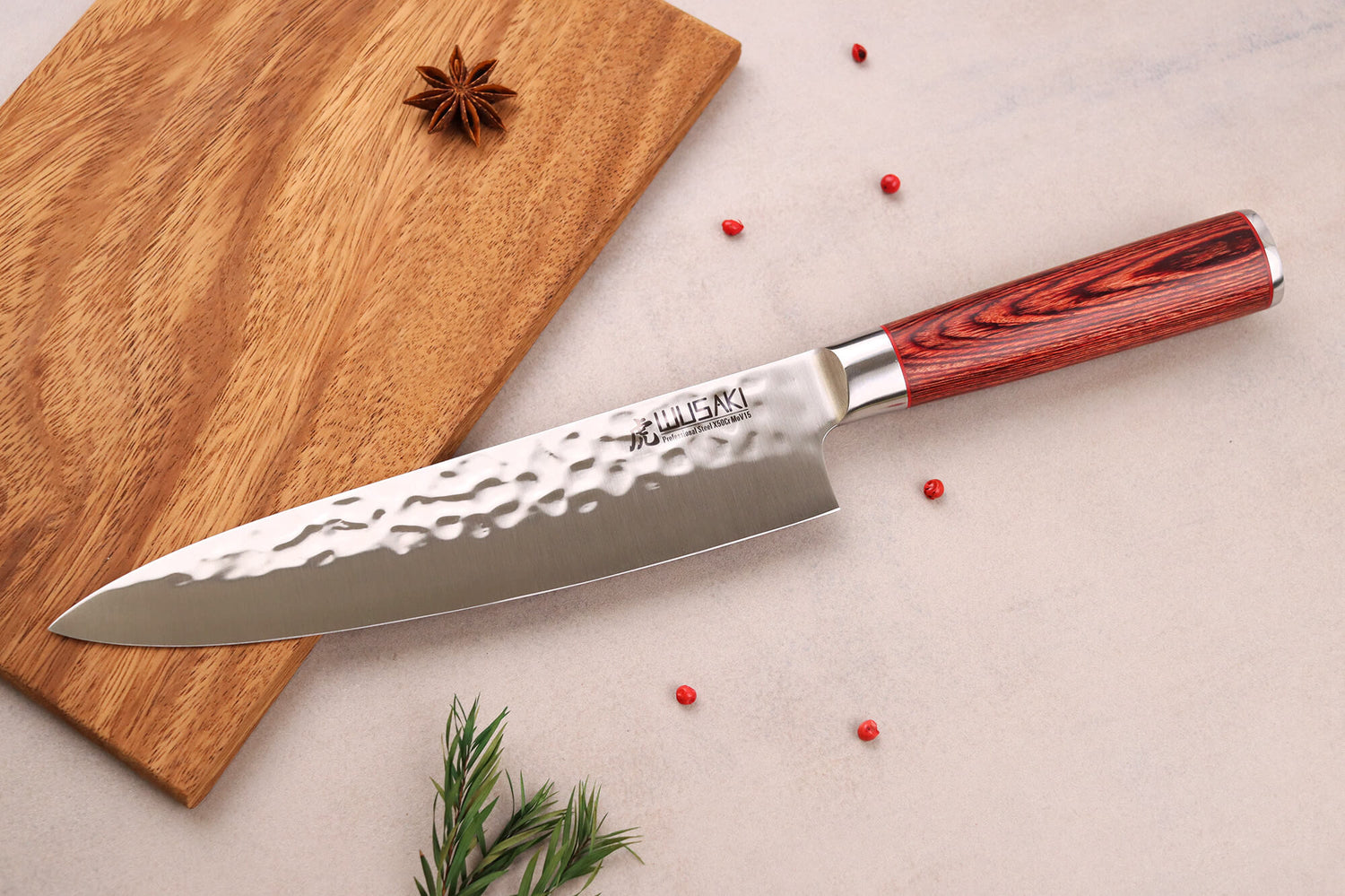Couteau de chef Wusaki Pakka X50 20cm manche pakkawood