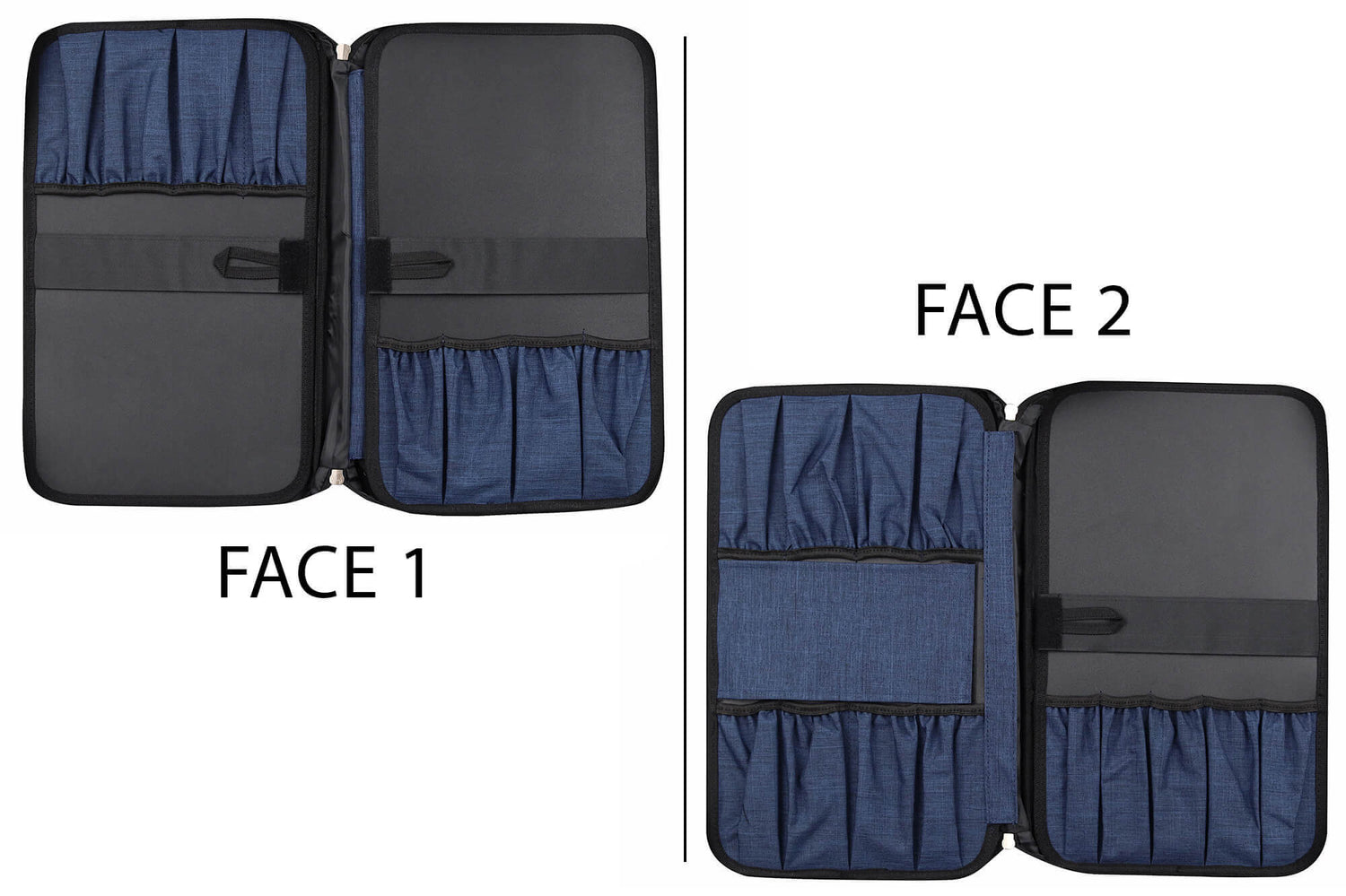 Mallette vide Wusaki bleue pour 21 couteaux et ustensiles + 1 grande poche de rangement