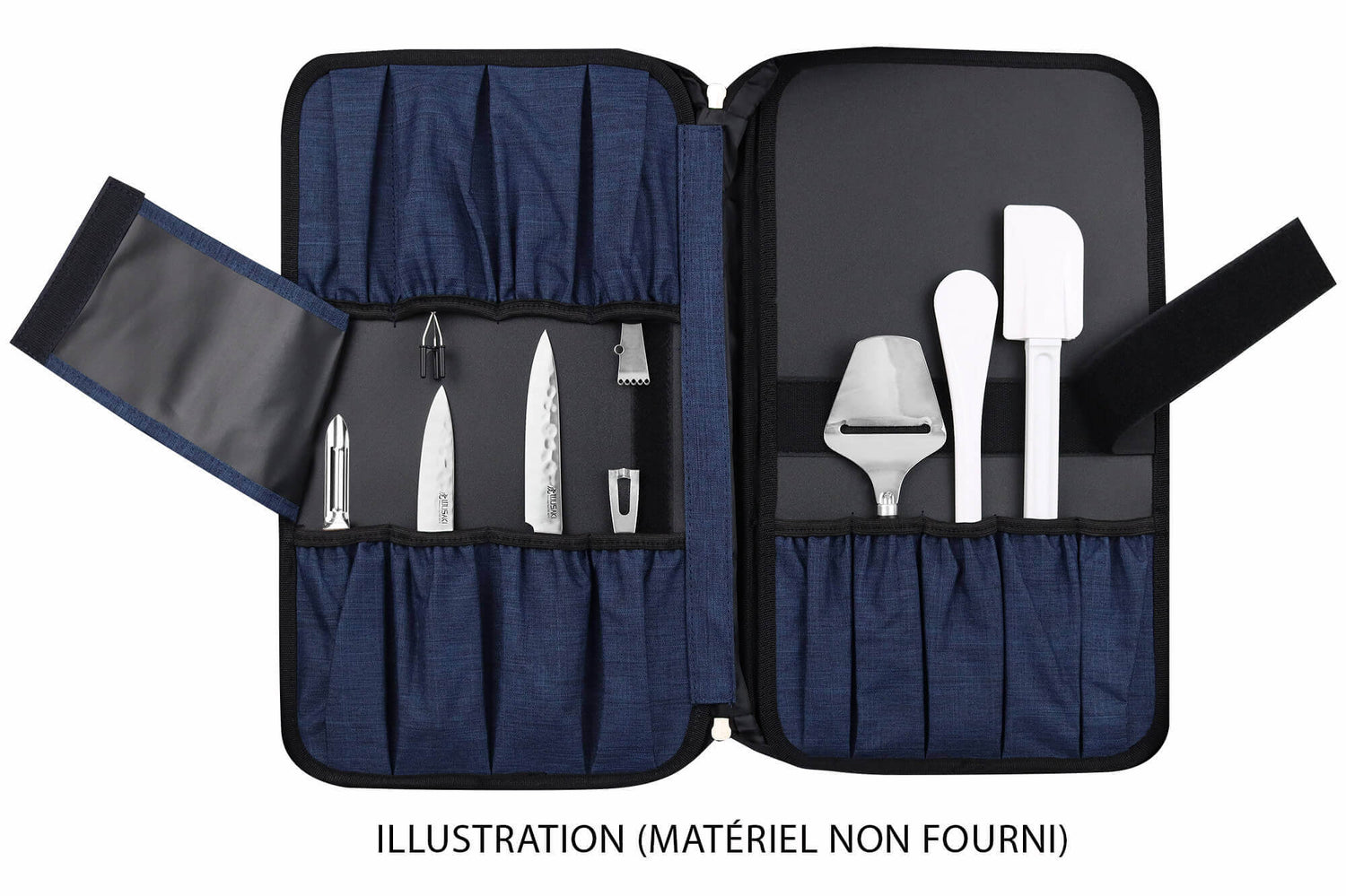 Mallette vide Wusaki bleue pour 21 couteaux et ustensiles + 1 grande poche de rangement