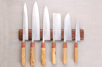 Barre aimantée en noyer Guillaume Léonard pour 6 couteaux de cuisine - 40x6,5cm