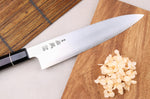 Couteau de chef 24cm japonais artisanal Sukenari ZDP-189 San Maï manche en ébène