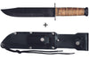 Couteau Bowie Herbertz 101018 lame 18cm manche en cuir + étui en cuir + pierre à aiguiser