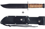 Couteau Bowie Herbertz 101018 lame 18cm manche en cuir + étui en cuir + pierre à aiguiser