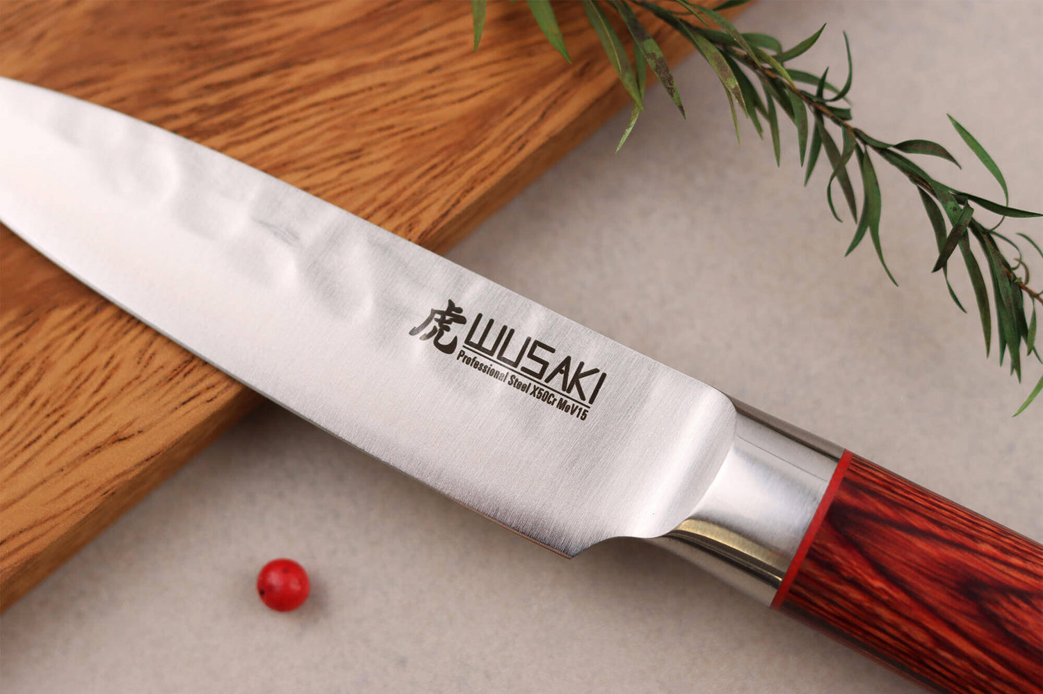 Coffret 2 couteaux Wusaki Pakka X50 pakkawood Santoku + Office