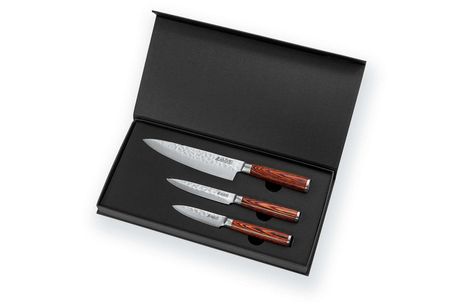 Coffret 3 couteaux Wusaki Pakka X50 pakkawood Chef + Universel + Office