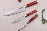 Coffret 3 couteaux Wusaki Pakka X50 pakkawood Chef + Universel + Office
