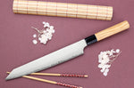 Couteau sujihiki kiritsuke 24cm japonais artisanal Yuzo Damas VG10