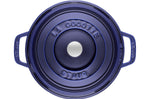 Cocotte Staub ronde en fonte émaillée bleu intense