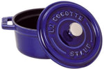 Mini cocotte Staub ronde en fonte émaillée bleu intense 10cm