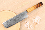 Couteau nakiri japonais artisanal Yoshihiro ZAD lame damassée 16cm