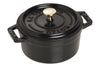 Mini cocotte Staub ronde en fonte émaillée noir mat 10cm