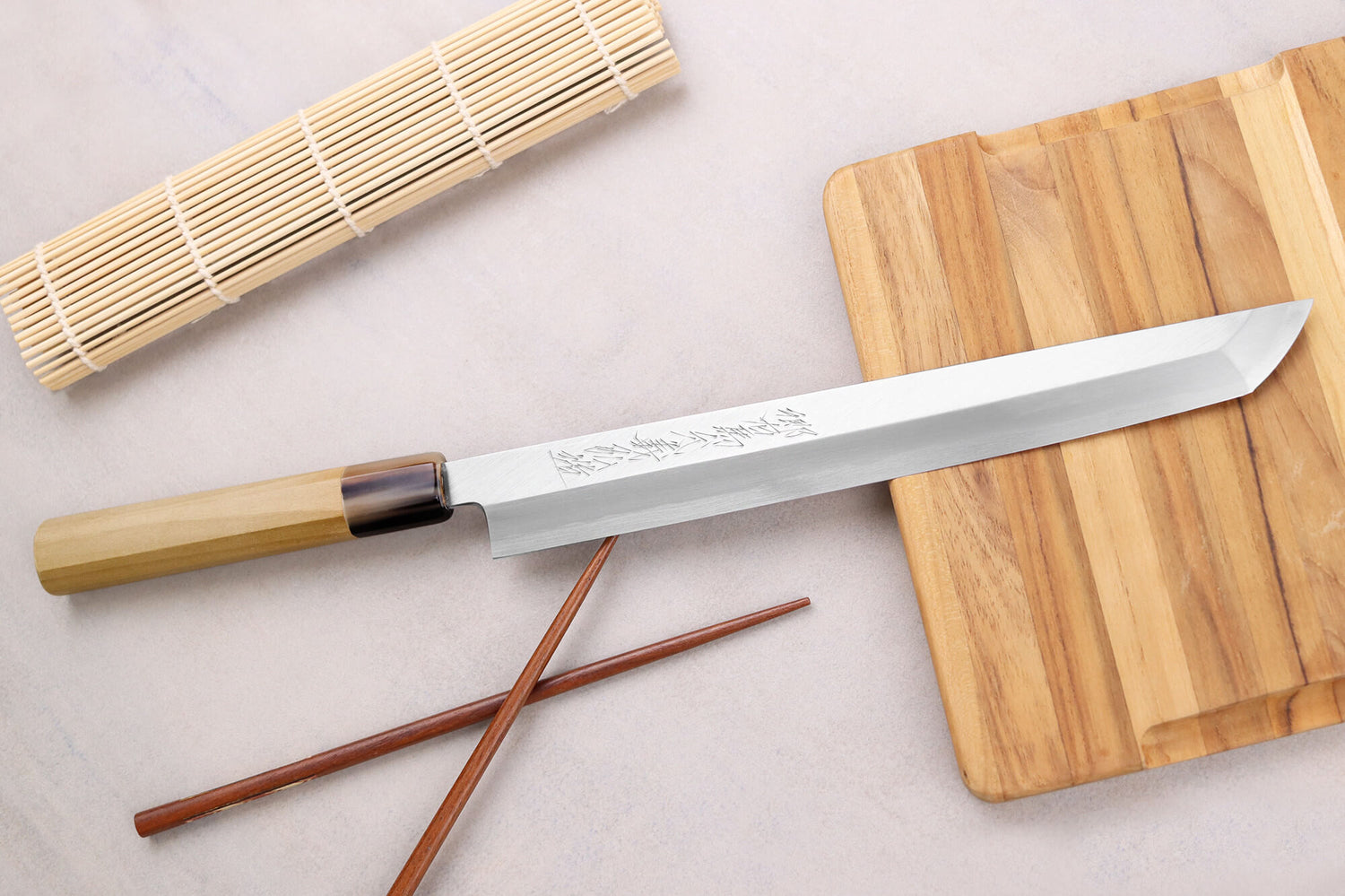 Couteau sakimaru takohiki 27cm japonais artisanal Yoshihiro Hongasumi White 2 steel