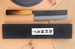 Couteau nakiri 16,5cm japonais artisanal Yuzo Black AS chêne brûlé