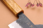 Couteau nakiri 16,5cm japonais artisanal Yuzo Black AS chêne brûlé