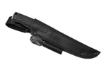 Couteau Böker Bronco 121504 lame en acier 11,3cm manche en TPE noir + étui en cuir avec allume-feu