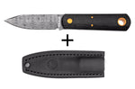 Couteau Böker Barlow 120508DAM lame damassée 7cm manche en bois de chêne noir + étui en cuir