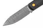 Couteau Böker Barlow 120508DAM lame damassée 7cm manche en bois de chêne noir + étui en cuir