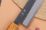 Couteau bunka 17cm japonais artisanal Yuzo Black AS chêne brûlé