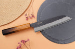 Couteau bunka 17cm japonais artisanal Yuzo Black AS chêne brûlé