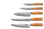 Mallette de 5 couteaux de cuisine Wusaki Damas 10Cr manches en olivier