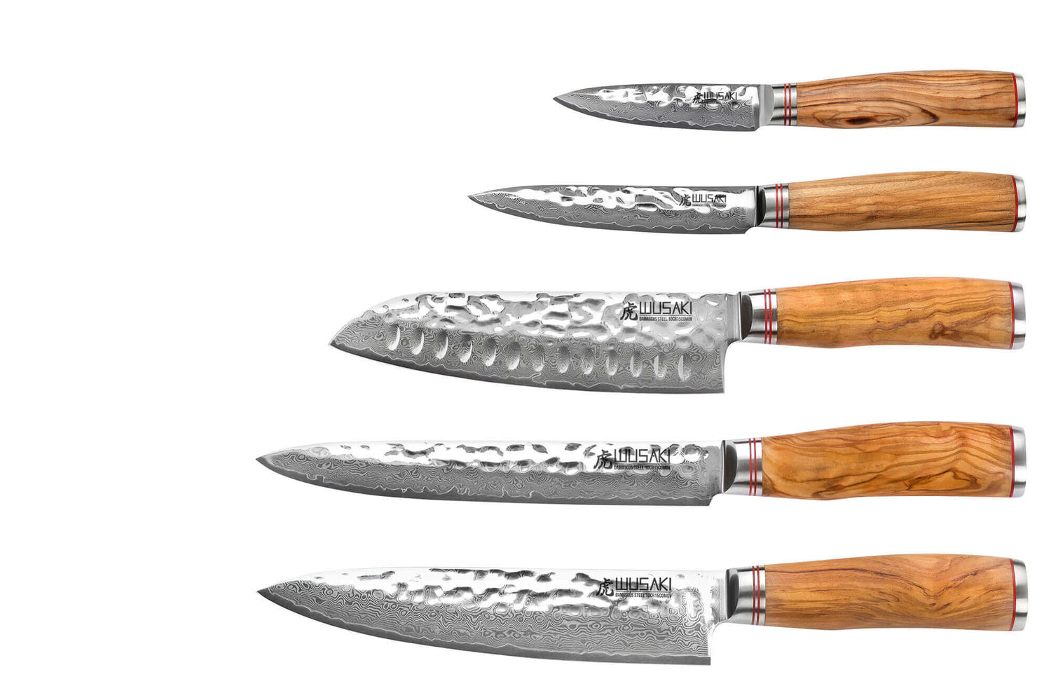 Mallette de 5 couteaux de cuisine Wusaki Damas 10Cr manches en olivier