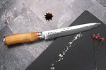 Couteau à découper Wusaki Damas 10Cr 20cm manche en olivier