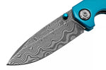 Couteau pliant Böker 1969 Z28 Damast 111101DAM manche en aluminium bleu 10,6cm