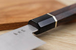 Couteau de chef 24cm japonais artisanal Sukenari SG2 San Maï manche en bois de rose