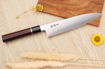 Couteau de chef 24cm japonais artisanal Sukenari SG2 San Maï manche en bois de rose