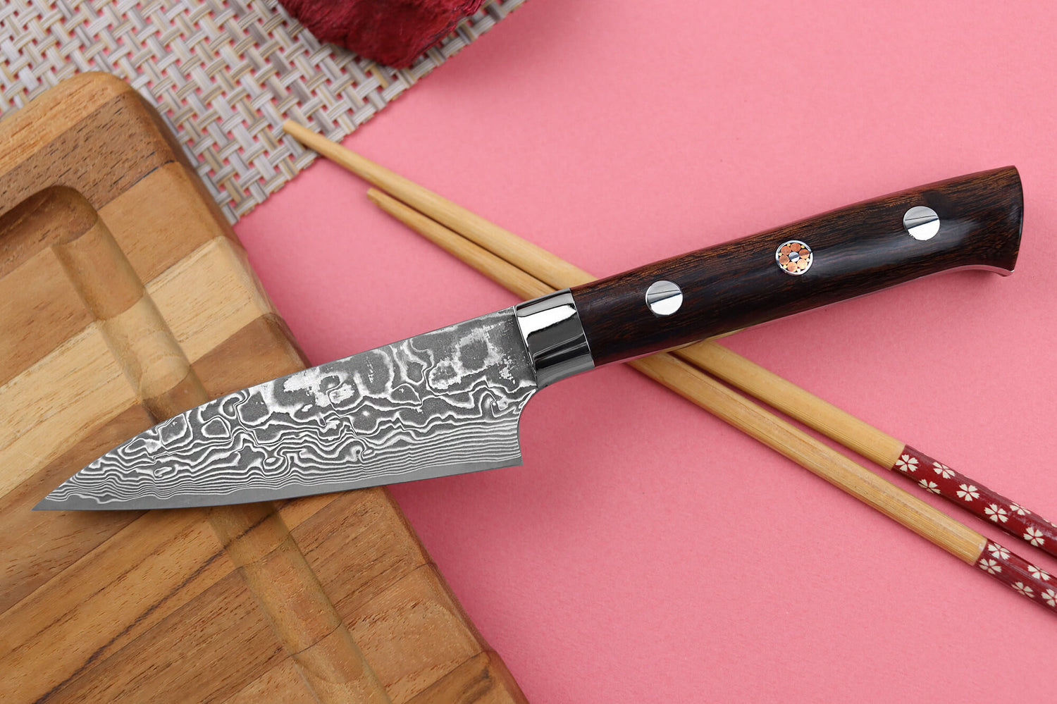 Couteau d'office japonais Takeshi Saji R2 Damas Mosaïque 8cm